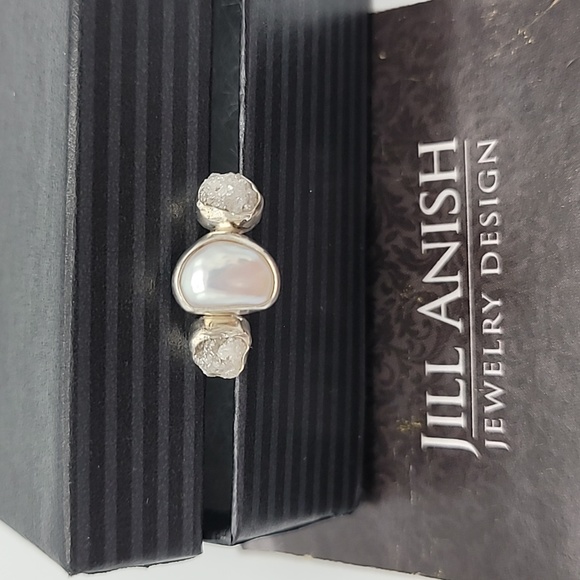 Jill Anish Baroque Pearl & Rough Diamond Ring - Picture 8 of 11